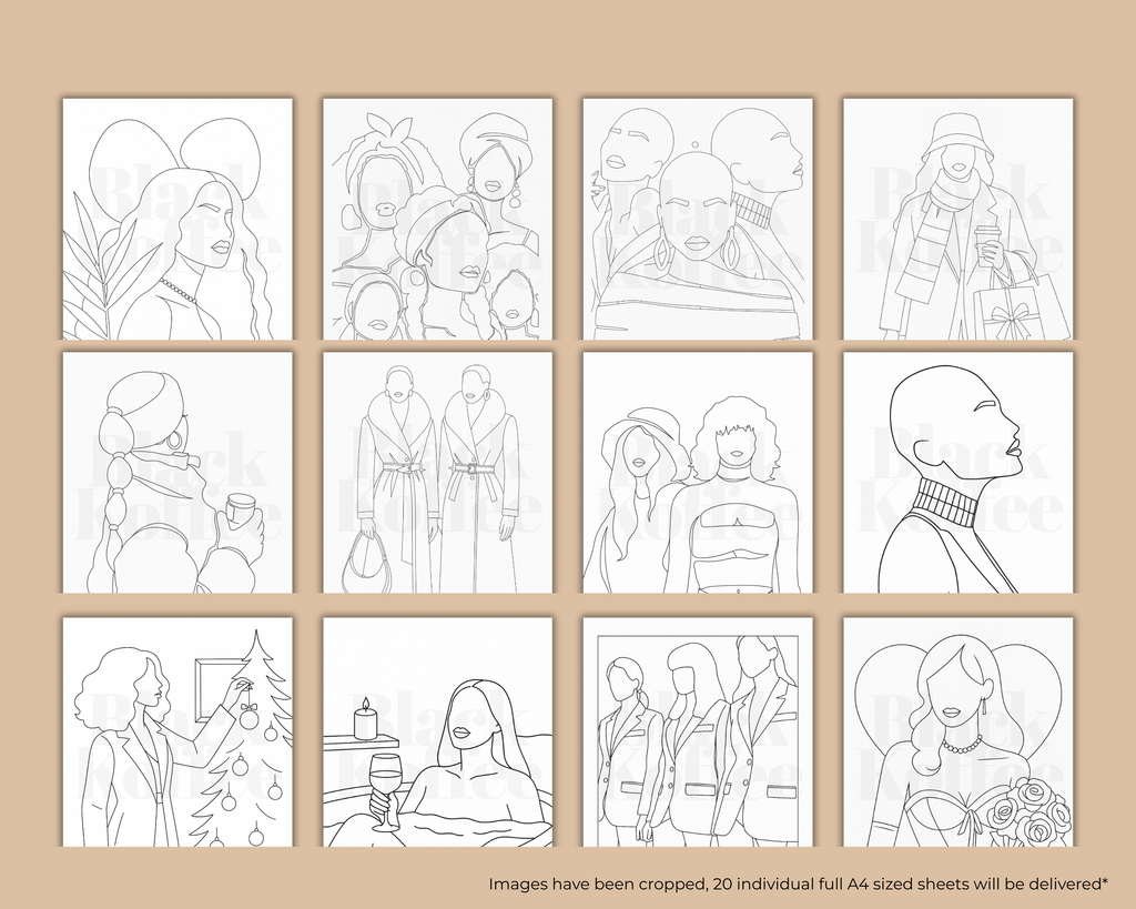 Black Koffee 20 Premium Colouring Sheets - Volume I