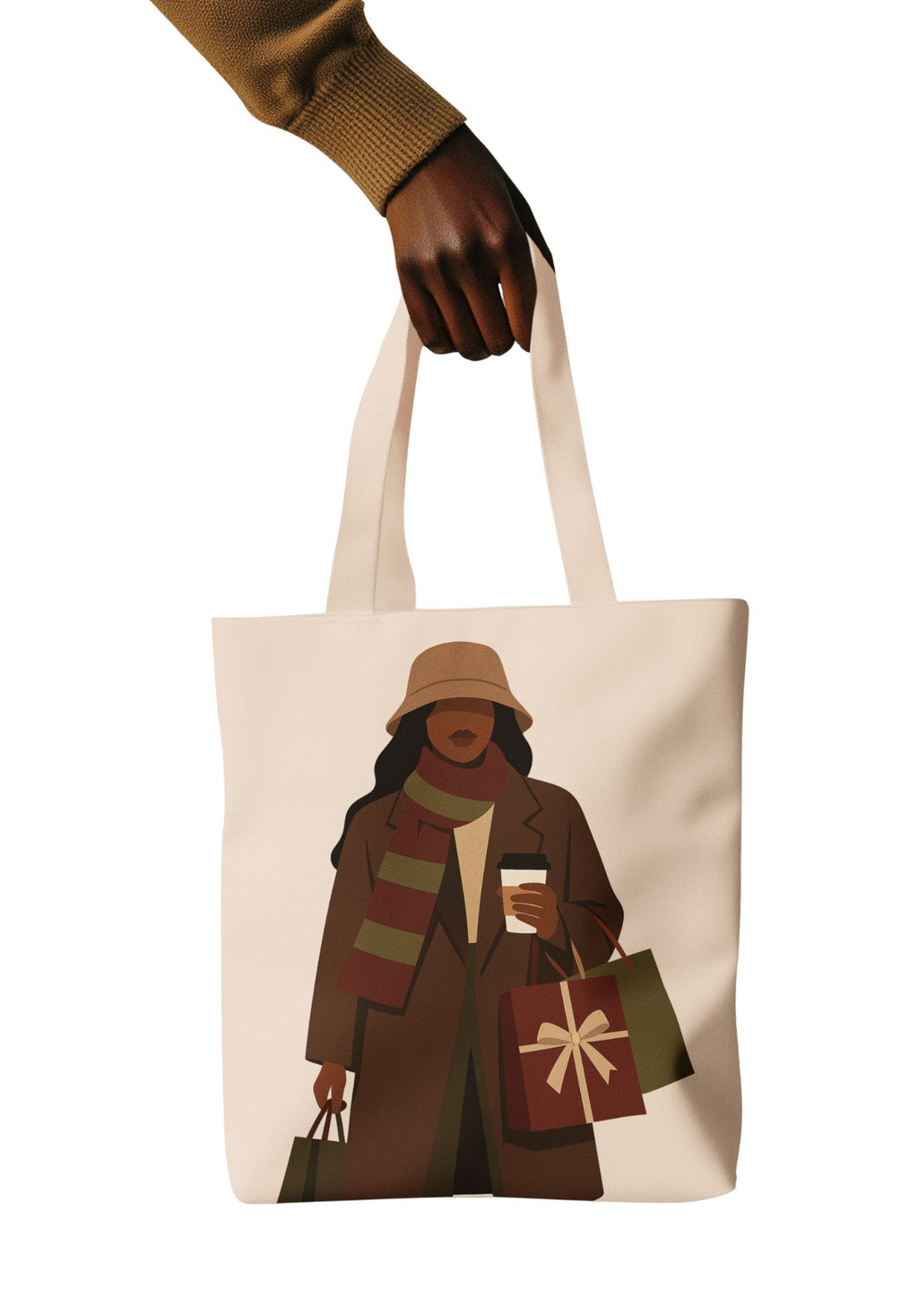 Festive City Shopper Tote Bag – Black Koffee Christmas Market Girl
