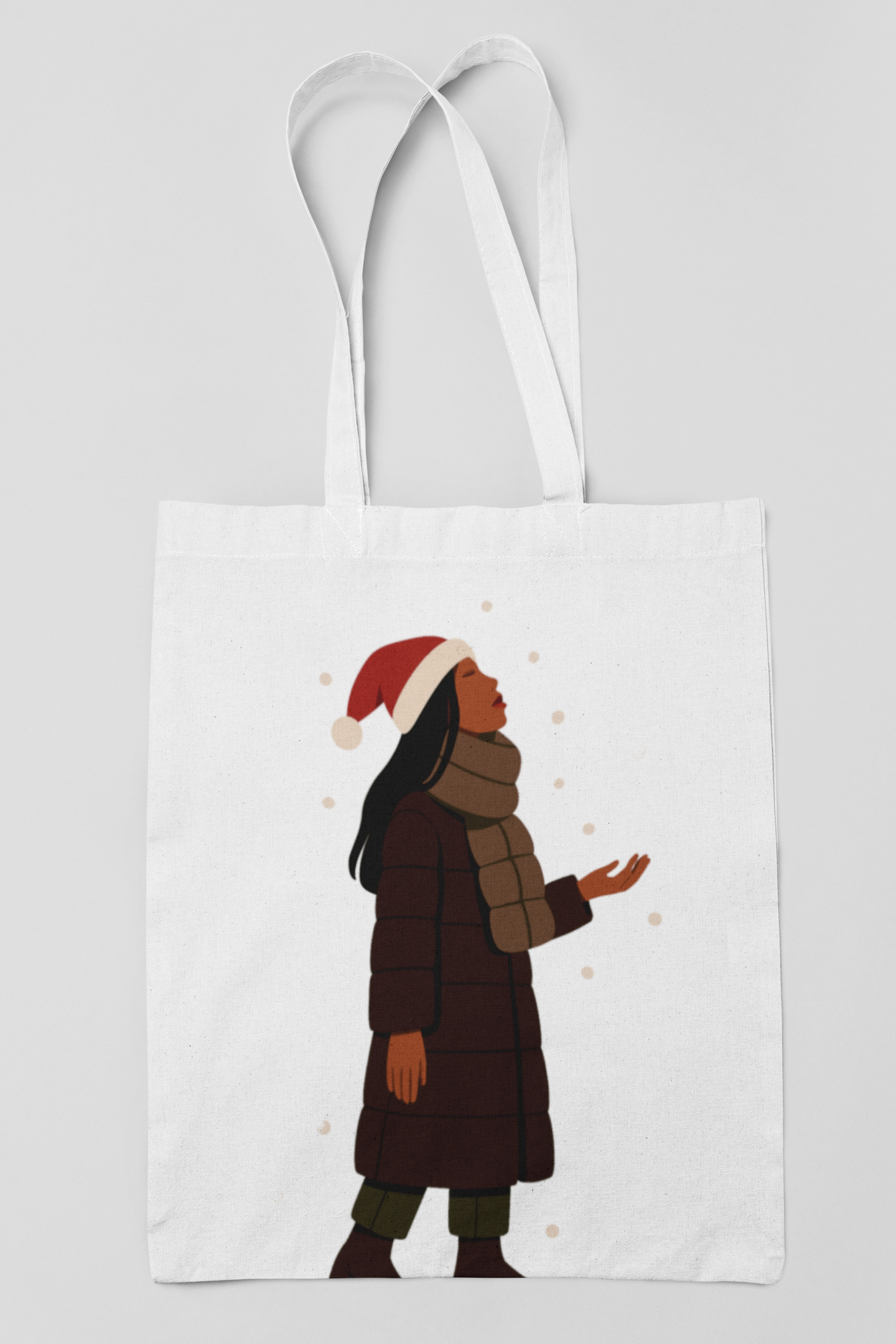 Santa Stroll Tote – Christmas Cozy Puffer Girl