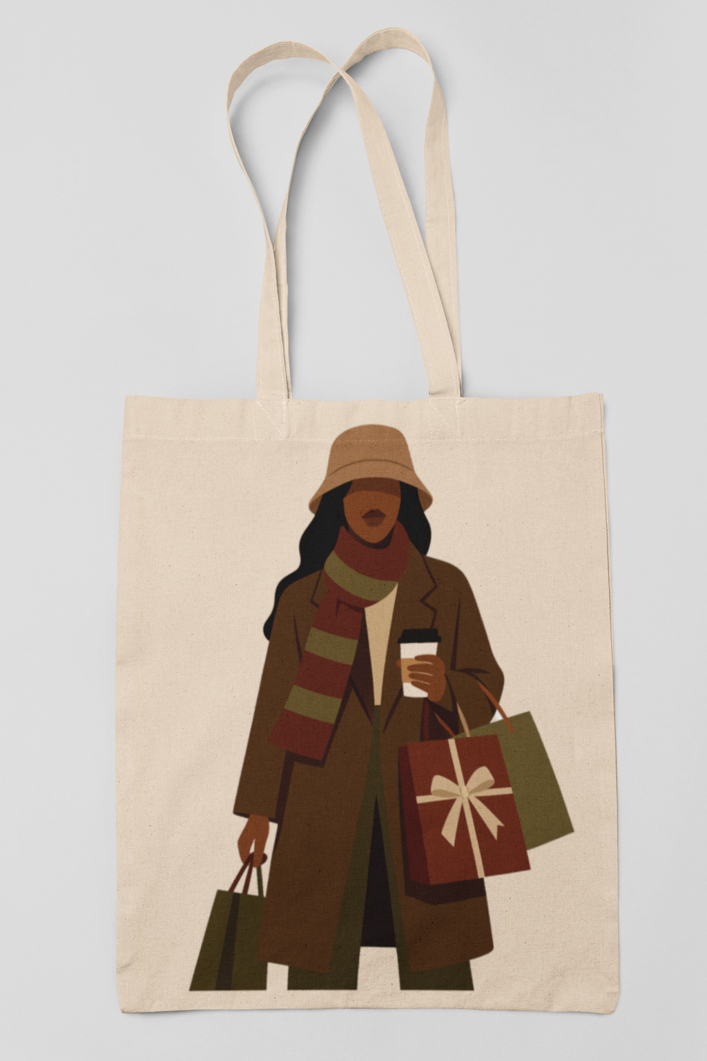Festive City Shopper Tote Bag – Black Koffee Christmas Market Girl