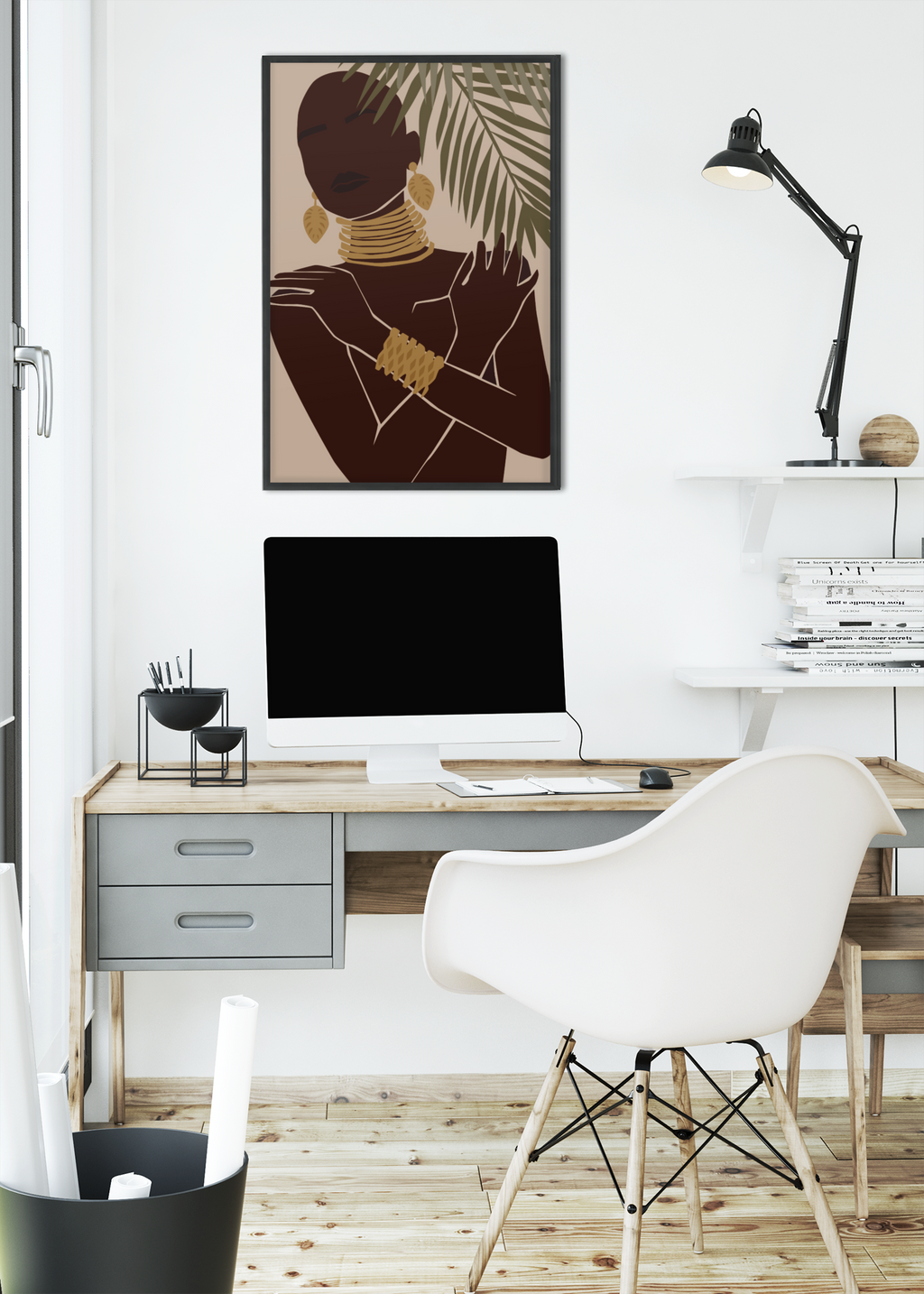 Woman Trio Wall Art Prints – Minimalist Brown & Gold Portrait Set of 3, Modern Boho Decor