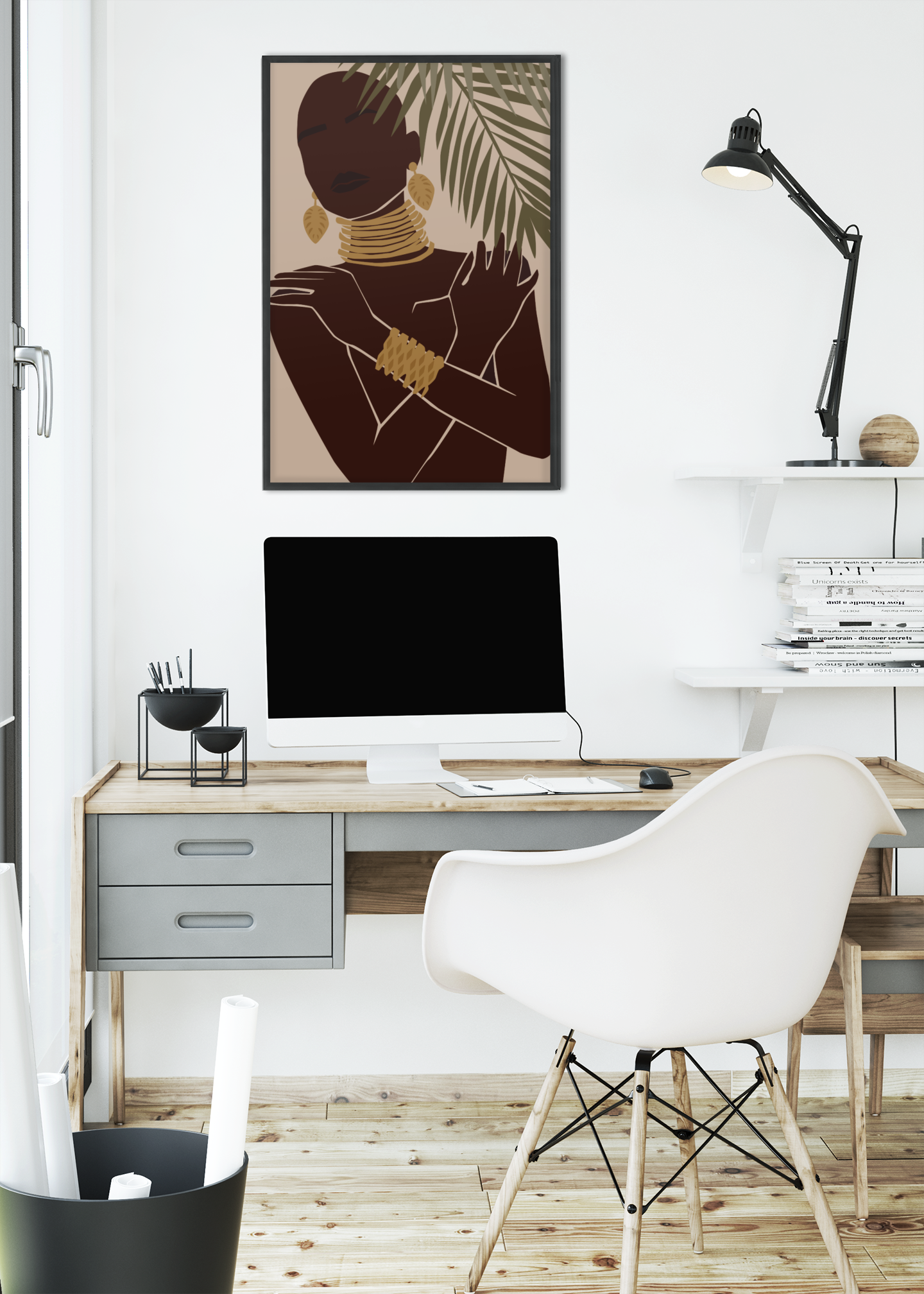 Woman Trio Wall Art Prints – Minimalist Brown & Gold Portrait Set of 3, Modern Boho Decor